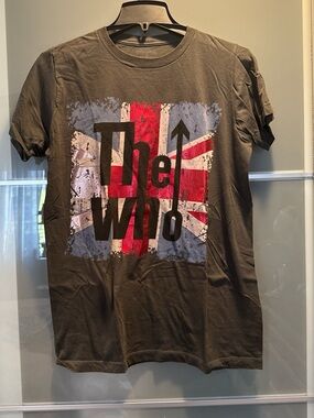 Live Nation The Who Graphic Tee - Olive Green with Red/White/Blue Flag